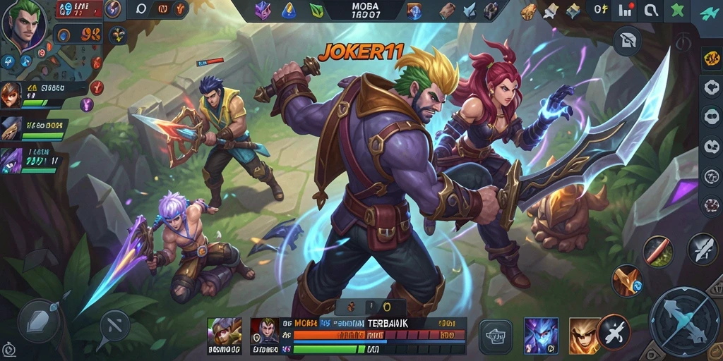 Tangkapan layar JOKER11 menunjukkan aksi intens permainan MOBA.