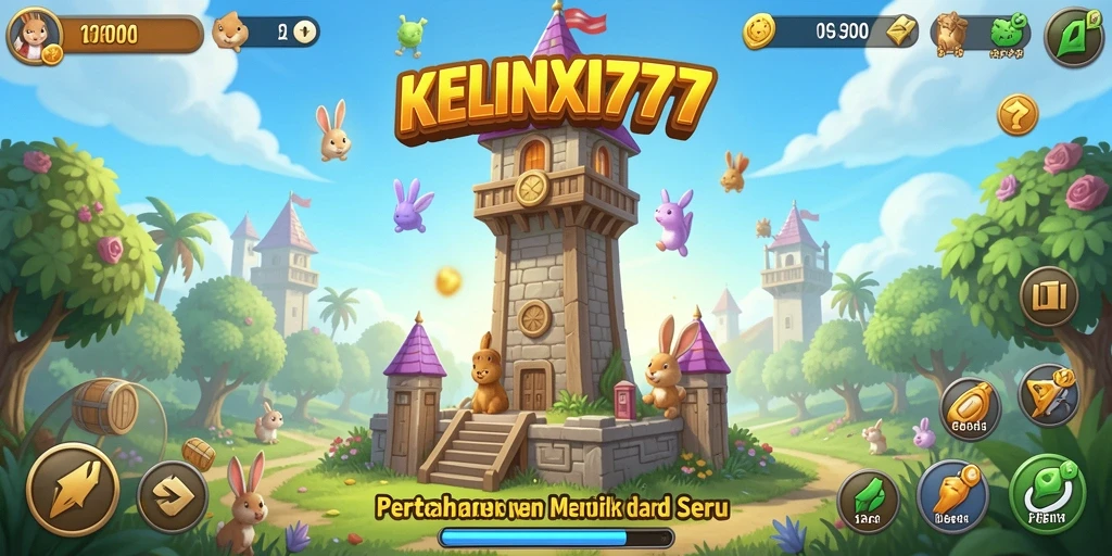 Gameplay seru KELINCI777 dengan strategi pertahanan menara.