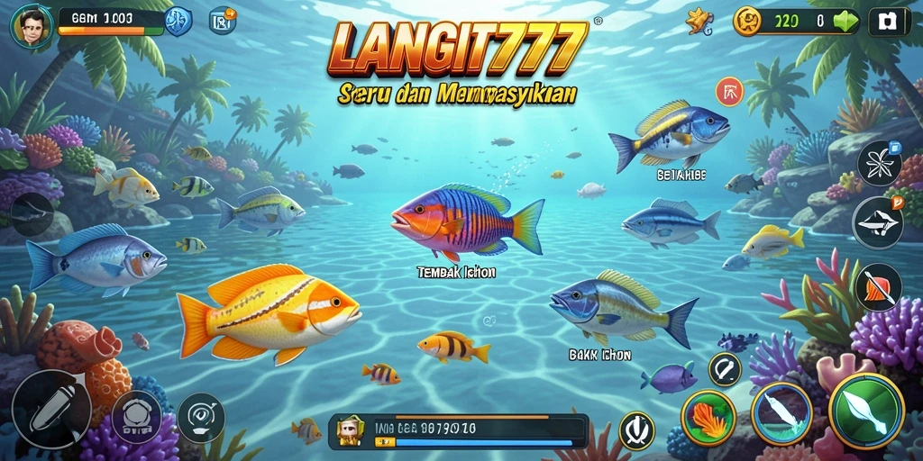 Screenshot utama LANGIT777 menampilkan aksi seru dalam permainan Tembak Ikan.