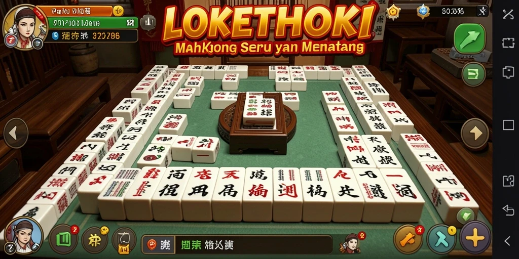 Tampilan utama gameplay LOKETHOKI dengan papan Mahjong.