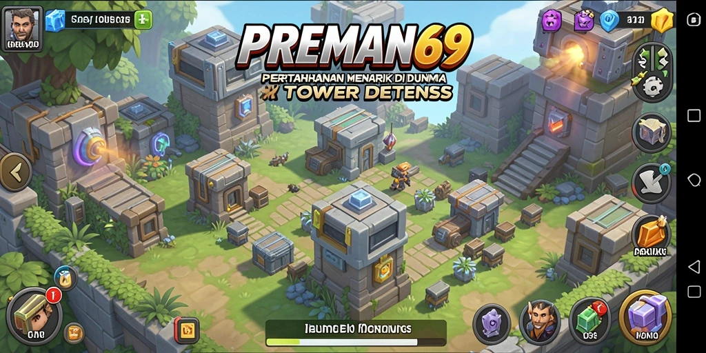 Gameplay seru dari PREMAN69 dalam pertempuran Tower Defense.