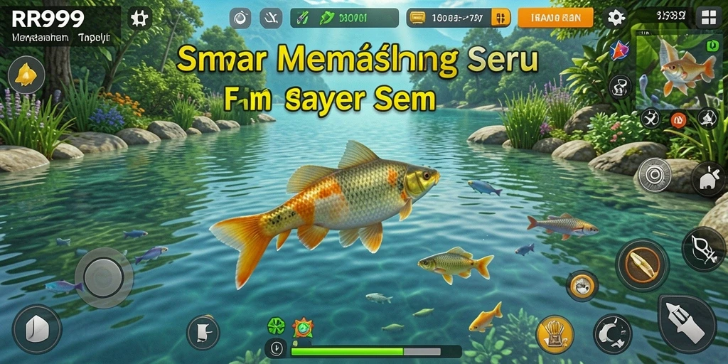 Screenshot permainan memancing RR999 dengan berbagai ikan yang ditangkap.