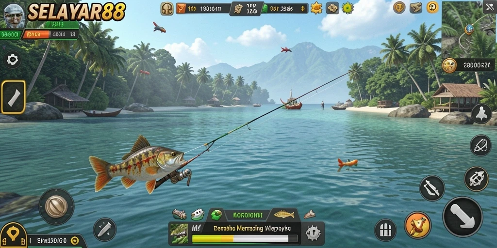 Tampilan gameplay <strong>SELAYAR88</strong> yang menampilkan momen memancing yang menegangkan.
