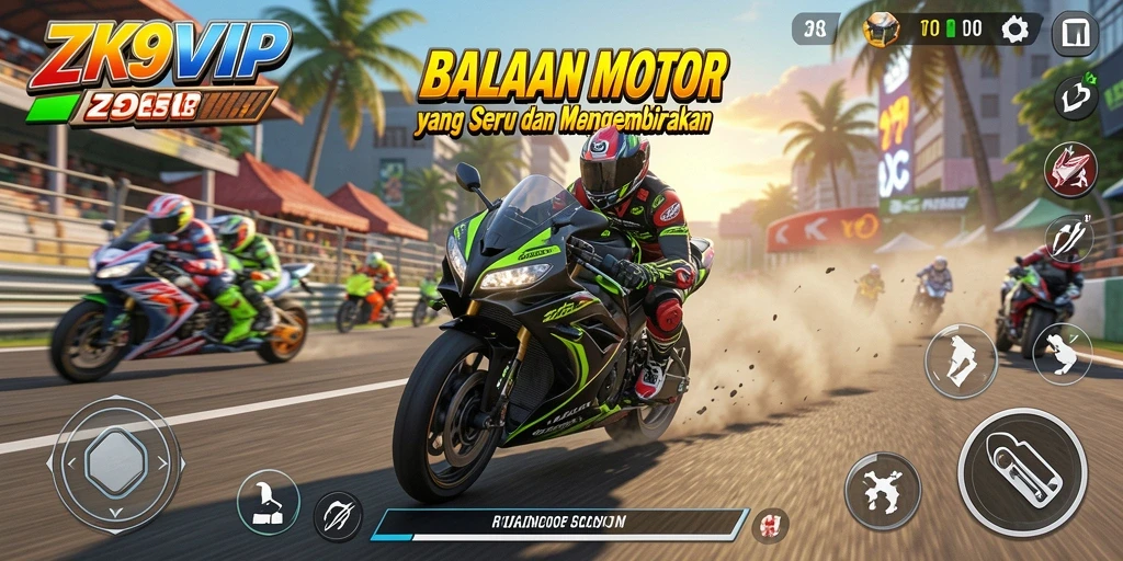 Tampilan gameplay ZK9VIP yang intens dan penuh aksi di lintasan balap.